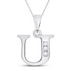 10kt White Gold Womens Round Diamond U Initial Letter Pendant 1/20 Cttw - 150921