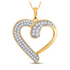 10kt Yellow Gold Womens Round Diamond Heart Pendant 1/4 Cttw - 150963