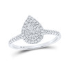 10kt White Gold Womens Round Diamond Teardrop Ring 1/3 Cttw - 159327