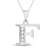 10kt White Gold Womens Round Diamond F Initial Letter Pendant 1/20 Cttw - 150906
