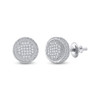 Sterling Silver Mens Round Diamond Disk Circle Earrings 1/6 Cttw - 80098