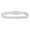 Sterling Silver Womens Round Diamond Heart Tennis Bracelet 1/2 Cttw - 150776