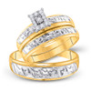 10kt Yellow Gold His Hers Round Diamond Solitaire Matching Wedding Set 1/10 Cttw - 96770