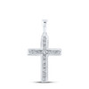 10kt White Gold Womens Round Diamond Cross Pendant 1/3 Cttw - 150490