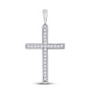 10kt White Gold Womens Round Diamond Cross Pendant 1/8 Cttw