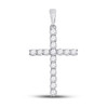 10kt White Gold Womens Round Diamond Cross Pendant 1/2 Cttw - 150470