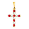 10kt Yellow Gold Womens Round Lab-created Ruby Cross Pendant 3/8 Cttw