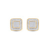 10kt Yellow Gold Mens Round Diamond Square Earrings 1/4 Cttw - 96951