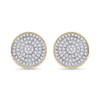 10kt Yellow Gold Mens Round Diamond 3d Disk Circle Earrings 1/3 Cttw