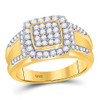 10kt Yellow Gold Womens Round Diamond Square Cluster Ring 1 Cttw - 149030