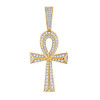 10kt Yellow Gold Mens Round Diamond Ankh Cross Charm Pendant 1-3/4 Cttw - 150061