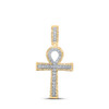 10kt Yellow Gold Mens Round Diamond Ankh Cross Charm Pendant 1 Cttw - 150075