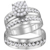 10kt White Gold His Hers Round Diamond Cluster Matching Wedding Set 3/4 Cttw - 113172