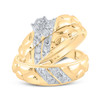 10kt Yellow Gold His Hers Round Diamond Cluster Matching Wedding Set 1/2 Cttw - 164416