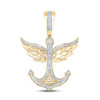 10kt Yellow Gold Mens Round Diamond Anchor Wings Charm Pendant 1/3 Cttw