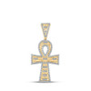 10kt Yellow Gold Mens Round Diamond Ankh Cross Charm Pendant 1/2 Cttw - 152402