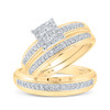 10kt Yellow Gold His Hers Round Diamond Square Matching Wedding Set 1/2 Cttw - 164210