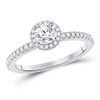 14kt White Gold Round Diamond Halo Bridal Wedding Engagement Ring 7/8 Cttw - 152237