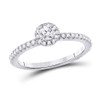 14kt White Gold Round Diamond Halo Bridal Wedding Engagement Ring 1/2 Cttw - 152235