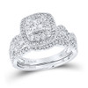 14kt White Gold Princess Diamond Bridal Wedding Ring Band Set 1 Cttw - 152254