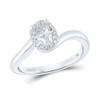 14kt White Gold Oval Diamond Halo Bridal Wedding Engagement Ring 3/4 Cttw - 152351