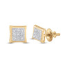 10kt Yellow Gold Womens Round Diamond Square Earrings .01 Cttw