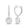 14kt White Gold Womens Round Diamond Hoop Circle Dangle Earrings 1/2 Cttw