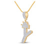 10kt Yellow Gold Mens Baguette Diamond Crown Y Letter Charm Pendant 1/2 Cttw