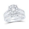 14kt White Gold Round Diamond Bridal Wedding Ring Band Set 1-1/2 Cttw - 152002