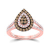 14kt Rose Gold Womens Round Brown Diamond Teardrop Ring 3/4 Cttw