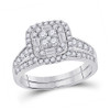 14kt White Gold Round Diamond Bridal Wedding Ring Band Set 1 Cttw - 152045