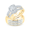 14kt Yellow Gold His Hers Round Diamond Halo Matching Wedding Set 2 Cttw - 155754