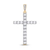 14kt Yellow Gold Womens Round Diamond Cross Pendant 1/2 Cttw - 150017