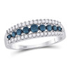 10kt White Gold Womens Round Blue Color Enhanced Diamond Band Ring 1/2 Cttw - 87396