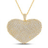 14kt Yellow Gold Womens Round Diamond Heart Pendant 3 Cttw