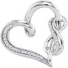 Sterling Silver Womens Round Diamond Linked Infinity Heart Pendant 1/8 Cttw