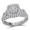 14kt White Gold Womens Round Diamond Bridal Wedding Engagement Ring Band Set 1.00 Cttw - 116067