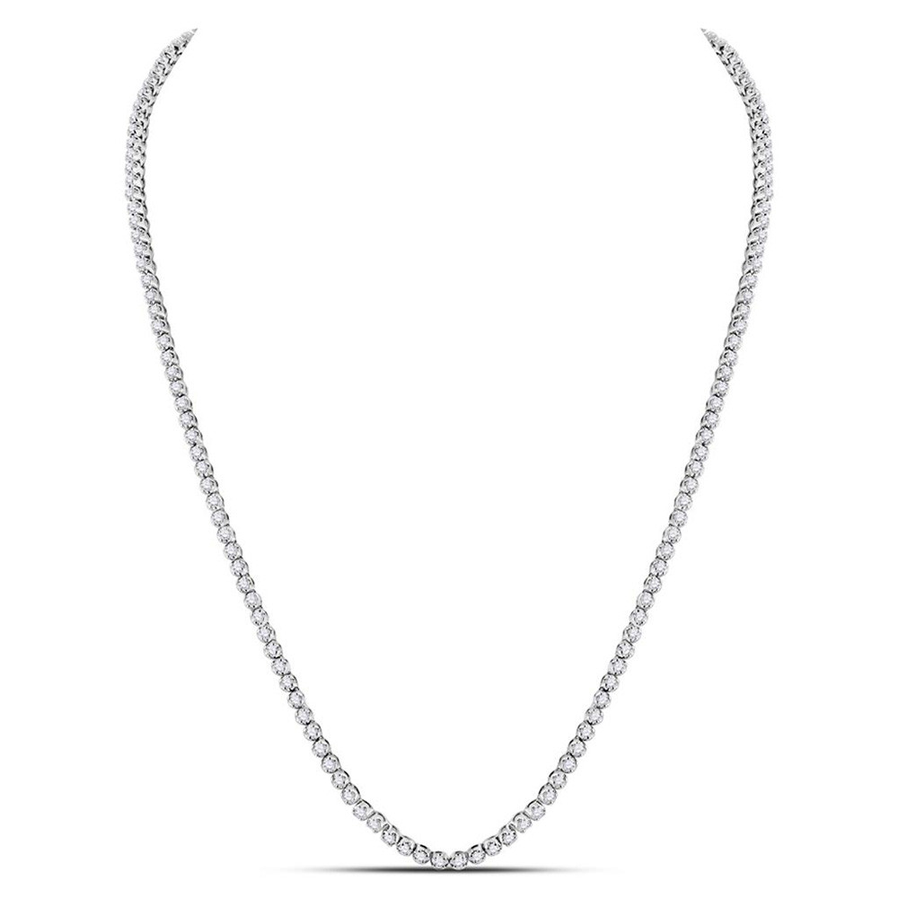 10kt White Gold Mens Round Diamond 22-inch Tennis Chain Necklace