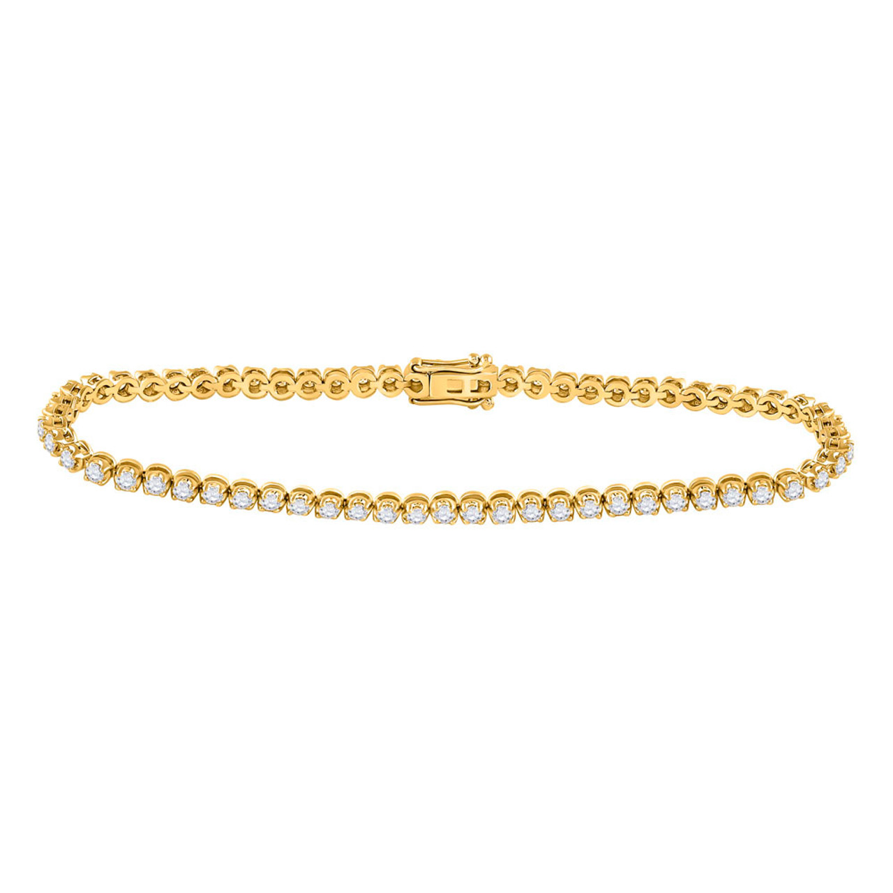 10kt Yellow Gold Mens Round Diamond Studded Tennis Bracelet 8 Cttw –  Jewelry Express