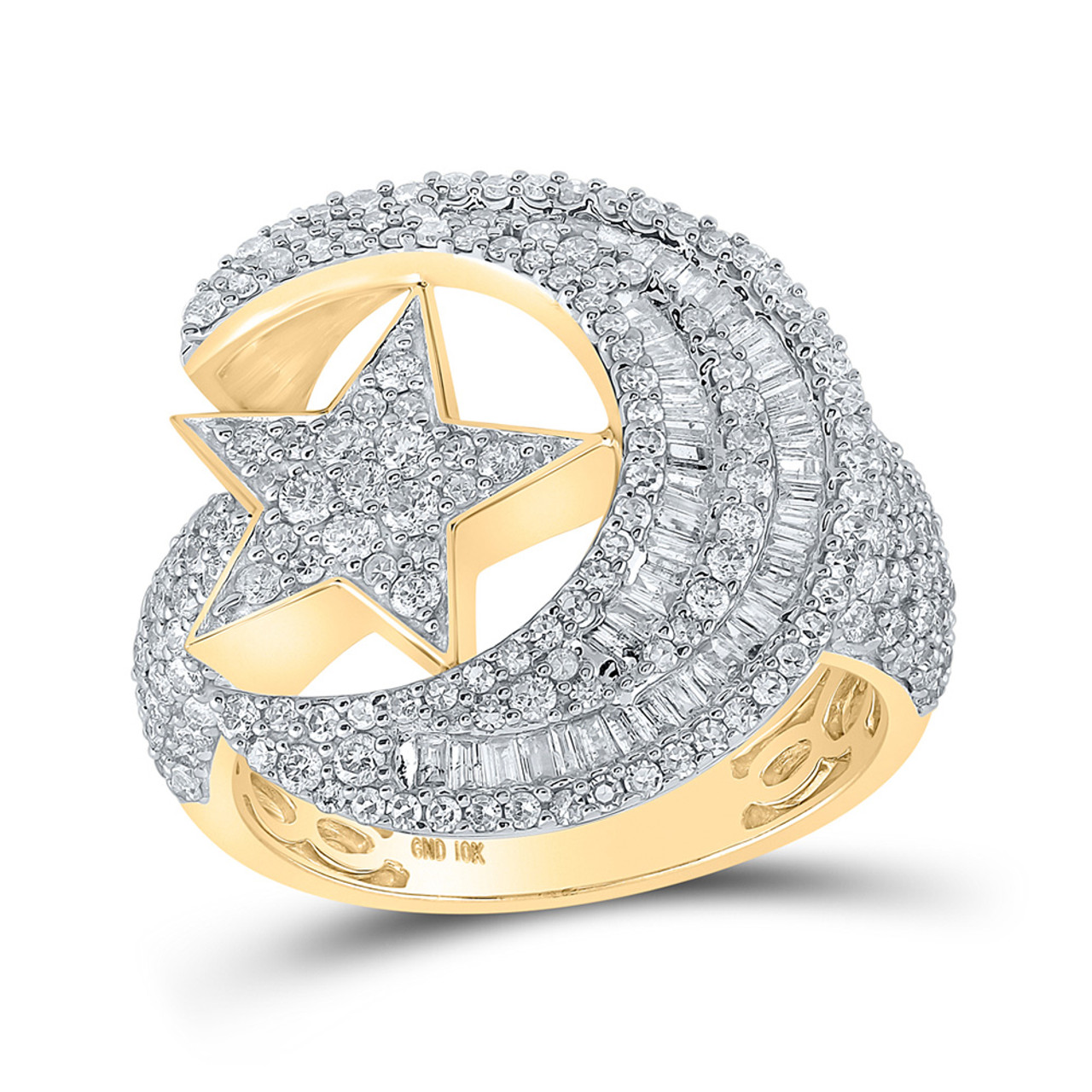 14kt gold and diamond star and moon signet ring | Luna Skye