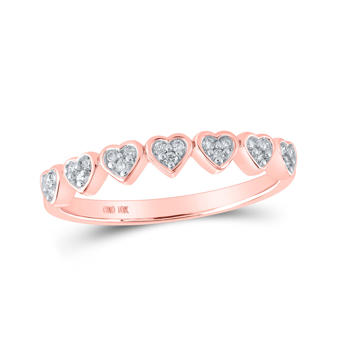 10kt Rose Gold Womens Round Diamond Heart Ring 1/8 Cttw - 164066