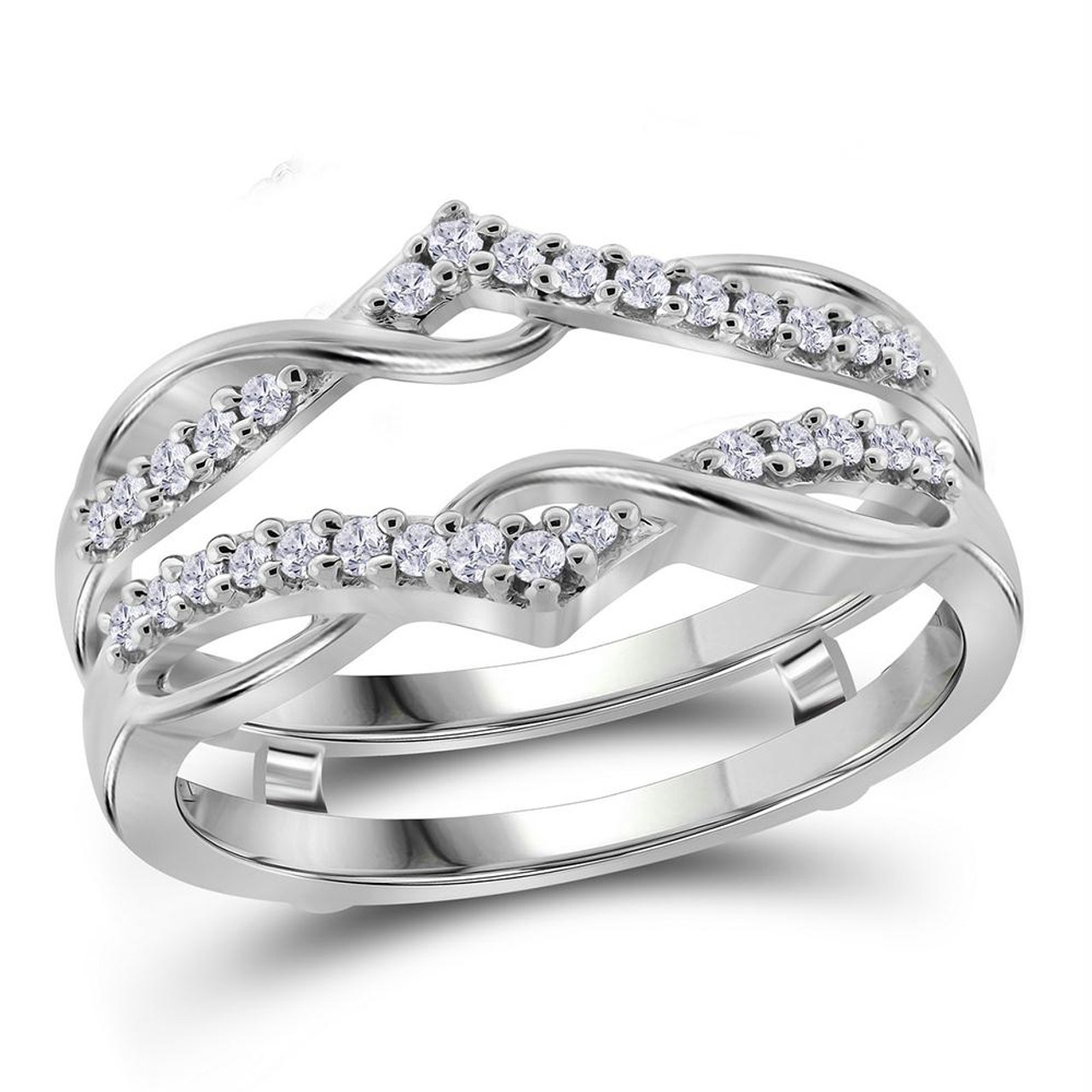 10kt White Gold Womens Round Diamond Wrap Ring Guard Enhancer