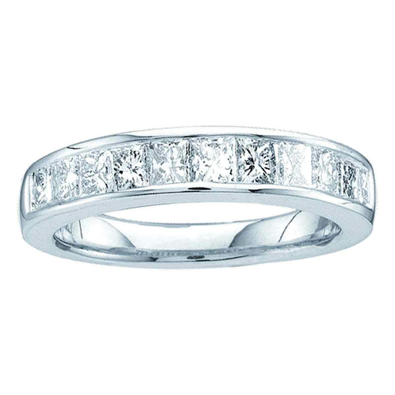 14kt White Gold Womens Princess Channel Set Diamond Single Row