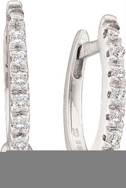 10kt White Gold Womens Round Diamond Hoop Earrings 1/12 Cttw