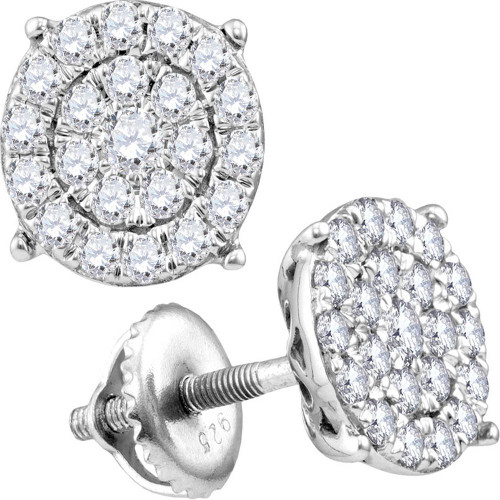 14kt White Gold Womens Round Diamond Cindy's Dream Cluster Earrings 1-3/8 Cttw - 118054