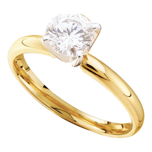 14kt Yellow Gold Womens Round Diamond Solitaire Bridal Wedding Engagement Ring 1/2 Cttw - 11678-7