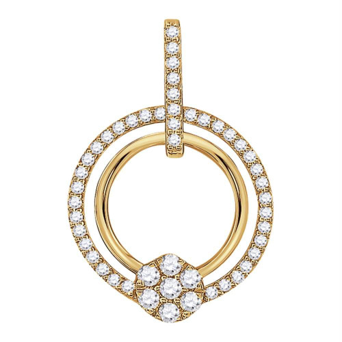 10kt Yellow Gold Womens Round Diamond Circle Cluster Pendant 3/8 Cttw