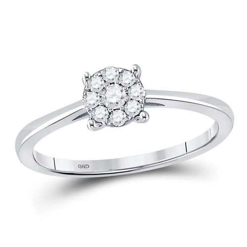 10kt White Gold Womens Round Diamond Cluster Bridal Wedding Engagement Ring 1/6 Cttw - 149216-8