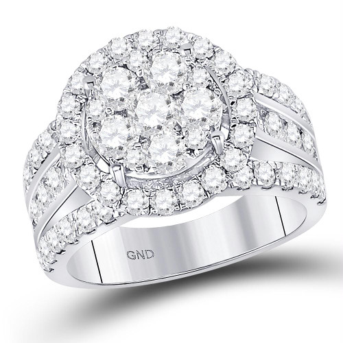 14kt White Gold Womens Round Diamond Cluster Bridal Wedding Engagement Ring 2.00 Cttw - 128104