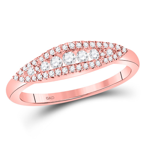 14kt Rose Gold Womens Round Diamond Fashion Band Ring 3/8 Cttw